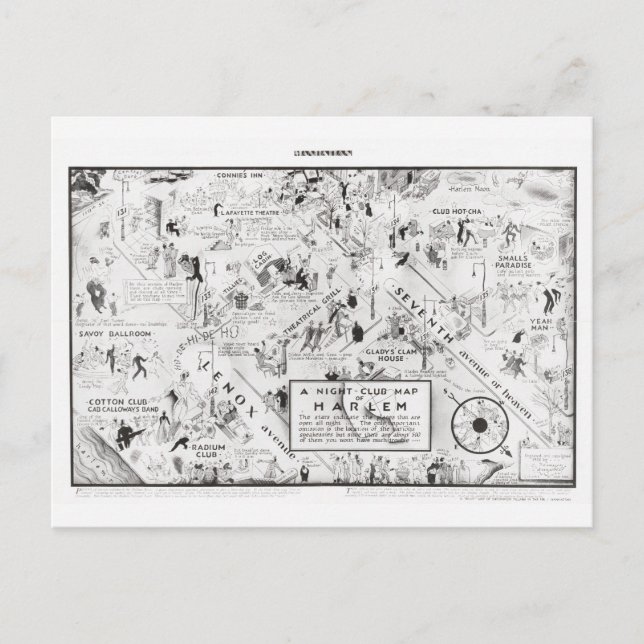 Postal Mapa de un club nocturno de Harlem, 1933 (Anverso)