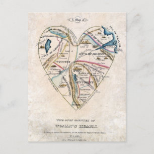 Postal Mapa de un corazón de mujeres
