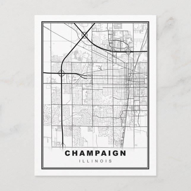 Postal Mapa de Urbana-Champaign (Anverso)