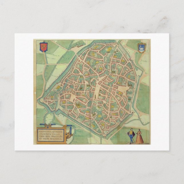 Postal Mapa de Valencia, de 'Civitates Orbis Terrarum' b (Anverso)