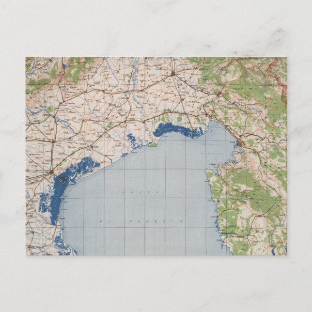 Postal Mapa de Venecia, Italia (Anverso)