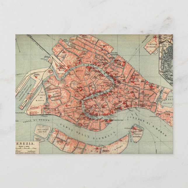 Postal Mapa de Venecia Italia (1920) (Anverso)