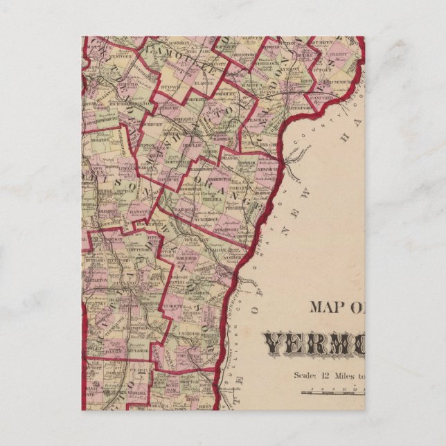 Postal Mapa de Vermont (Anverso)