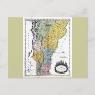 Postal Mapa de Vermont de 1814