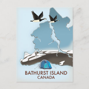 Postal Mapa de viaje a la isla Bathurst Canadá