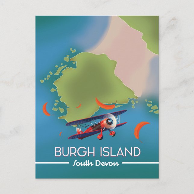 Postal mapa de viaje a la isla de Burgh Devon (Anverso)
