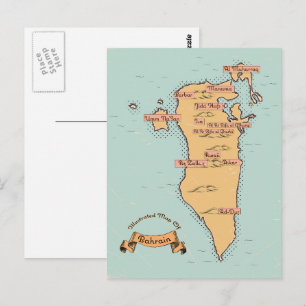 Postal Mapa de viaje antiguo de Baréin
