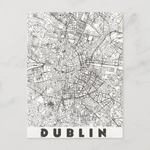 Postal Mapa de viaje antiguo de Dublín Irlanda
