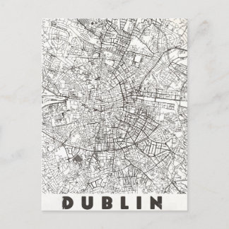 Postal Mapa de viaje antiguo de Dublín Irlanda