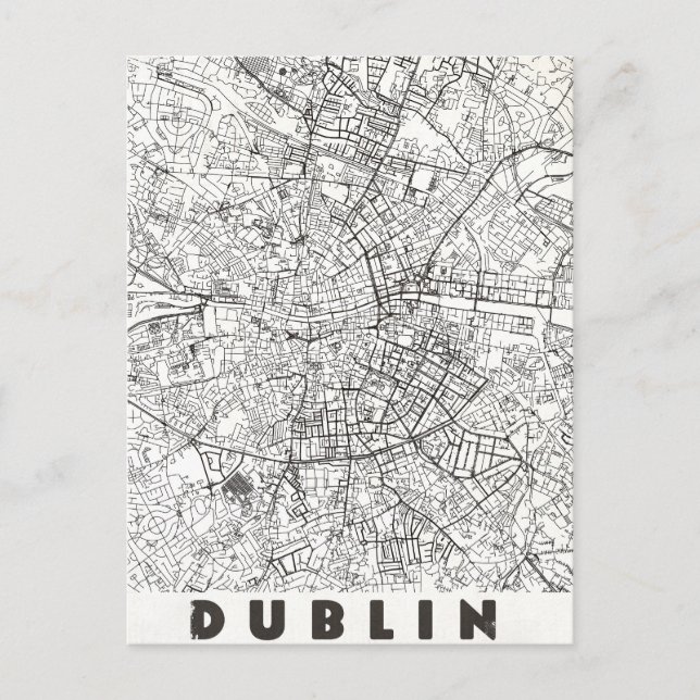 Postal Mapa de viaje antiguo de Dublín Irlanda (Anverso)