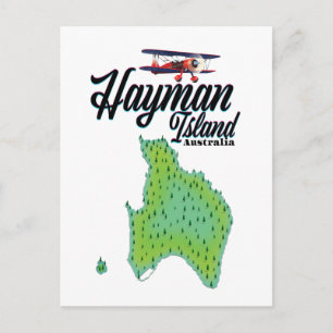 Postal Mapa de viaje antiguo de la isla Hayman.