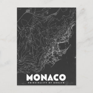 Postal Mapa de viaje antiguo de Mónaco