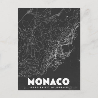 Postal Mapa de viaje antiguo de Mónaco