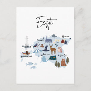 Postal mapa de viaje de Estonia