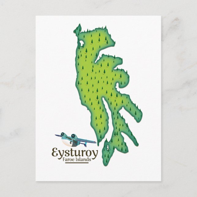 Postal mapa de viaje de Eysturoy Islas Feroe (Anverso)