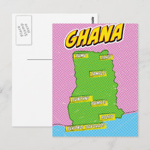 Postal Mapa de viaje de Ghana