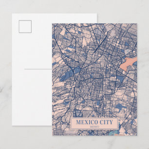 Postal Mapa de viaje de la ciudad de México México Ciudad