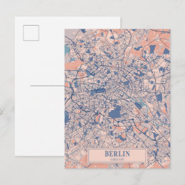 Postal Mapa de viaje de la ciudad ventosa Berlín Alemania
