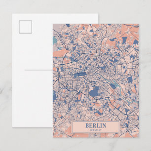 Postal Mapa de viaje de la ciudad ventosa Berlín Alemania