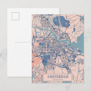 Postal Mapa de viaje de la ciudad ventosa de Ámsterdam Pa