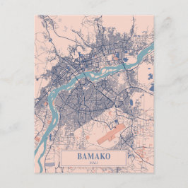 Postal Mapa de viaje de la ciudad ventosa de Bamako Malí