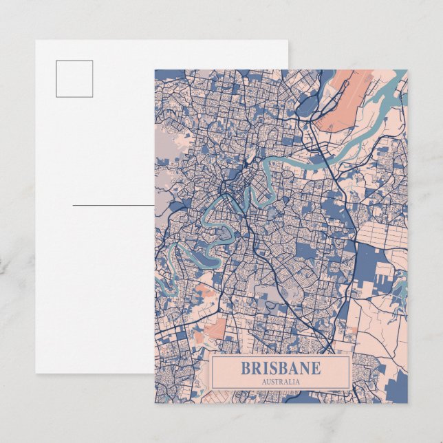 Postal Mapa de viaje de la ciudad ventosa de Brisbane Aus (Anverso / Reverso)
