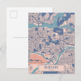 Postal Mapa de viaje de la ciudad ventosa de Burnaby Cana