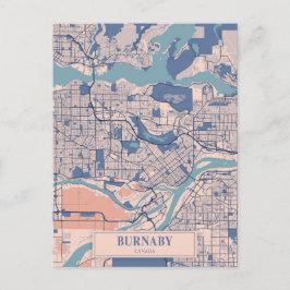 Postal Mapa de viaje de la ciudad ventosa de Burnaby Cana