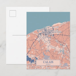 Postal Mapa de viaje de la ciudad ventosa de Calais Franc