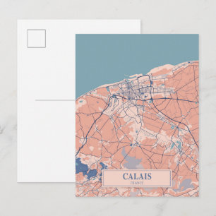 Postal Mapa de viaje de la ciudad ventosa de Calais Franc