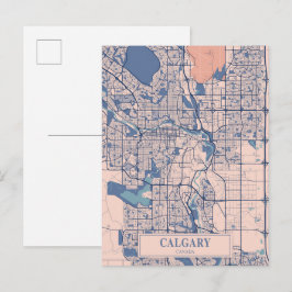 Postal Mapa de viaje de la ciudad ventosa de Calgary Cana