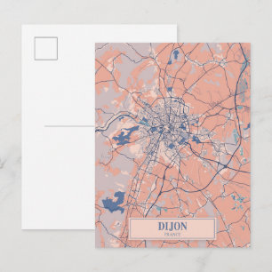 Postal Mapa de viaje de la ciudad ventosa de Dijon Franci