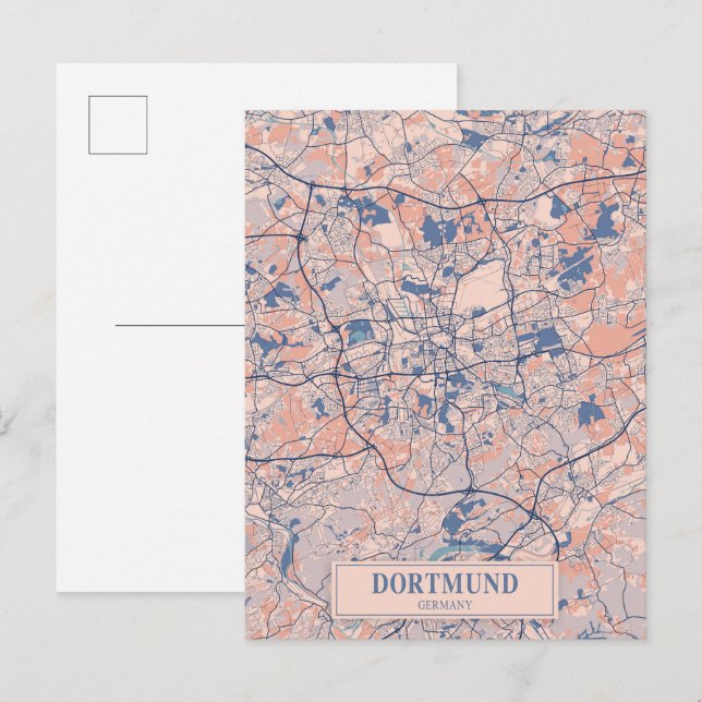 Postal Mapa de viaje de la ciudad ventosa de Dortmund Ale (Anverso / Reverso)