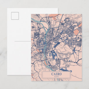 Postal Mapa de viaje de la ciudad ventosa de El Cairo Egi