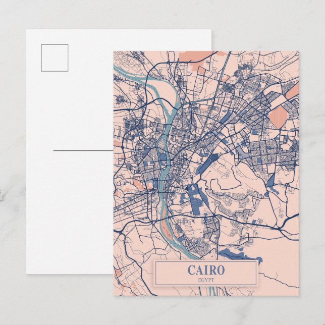 Postal Mapa de viaje de la ciudad ventosa de El Cairo Egi (Anverso / Reverso)