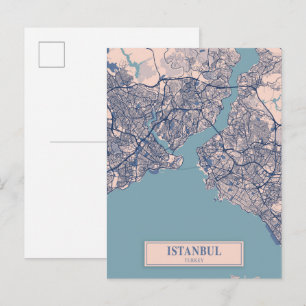 Postal Mapa de viaje de la ciudad ventosa de Estambul Tur