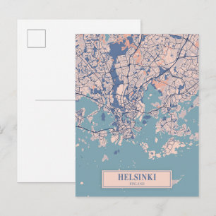 Postal Mapa de viaje de la ciudad ventosa de Helsinki Fin