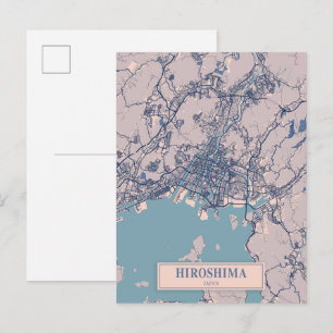 Postal Mapa de viaje de la ciudad ventosa de Hiroshima Ja