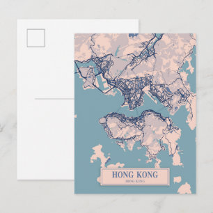Postal Mapa de viaje de la ciudad ventosa de Hong Kong Ch