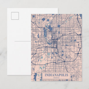 Postal Mapa de viaje de la ciudad ventosa de Indianápolis