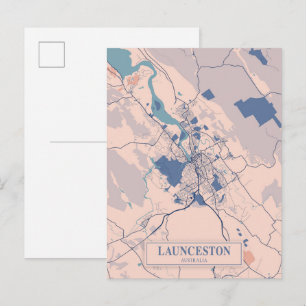 Postal Mapa de viaje de la ciudad ventosa de Launceston A