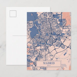 Postal Mapa de viaje de la ciudad ventosa de Madrid Españ