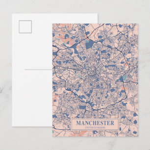 Postal Mapa de viaje de la ciudad ventosa de Mánchester R