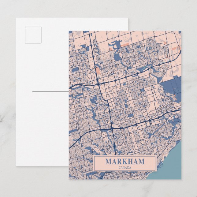 Postal Mapa de viaje de la ciudad ventosa de Markham Cana (Anverso / Reverso)