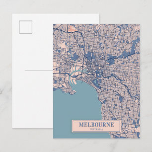 Postal Mapa de viaje de la ciudad ventosa de Melbourne Au