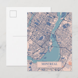 Postal Mapa de viaje de la ciudad ventosa de Montreal Can