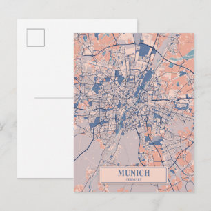 Postal Mapa de viaje de la ciudad ventosa de Múnich Alema