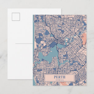 Postal Mapa de viaje de la ciudad ventosa de Perth Austra