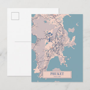 Postal Mapa de viaje de la ciudad ventosa de Phuket Taila