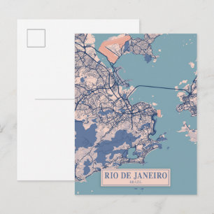 Postal Mapa de viaje de la ciudad ventosa de Río de Janei